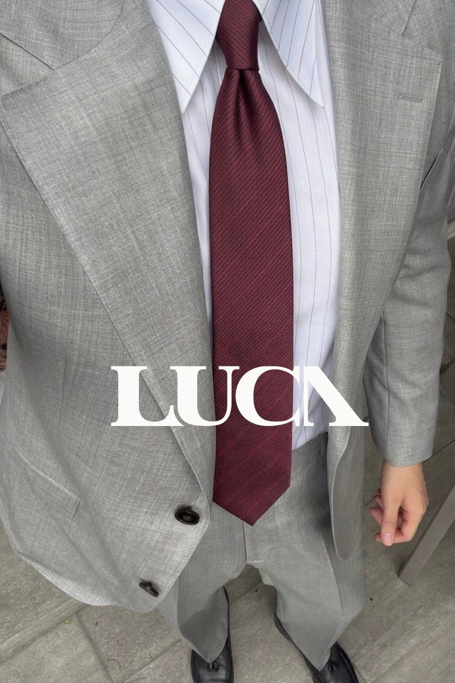 Burgundy Lines Silk Jacquard Tie