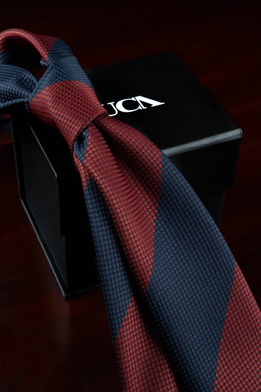 Burgundy & Navy Silk Jacquard Tie