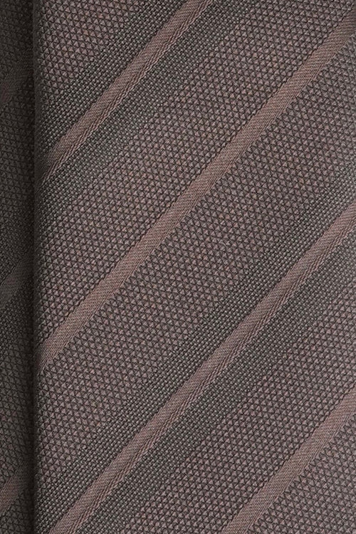 Cocoa Charm Lines Silk Jacquard Tie