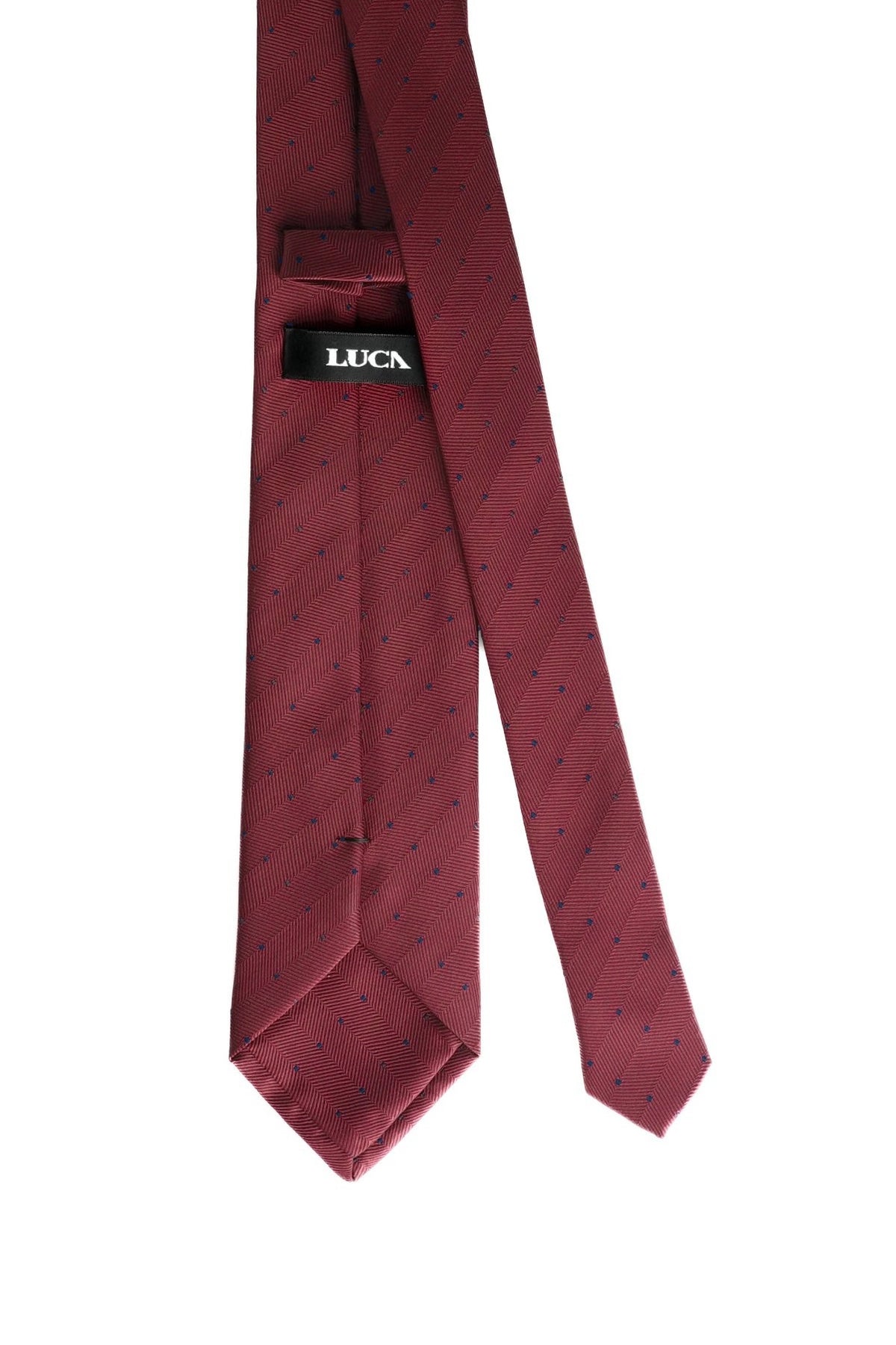 Wine Navy Dots Silk Jacquard Tie