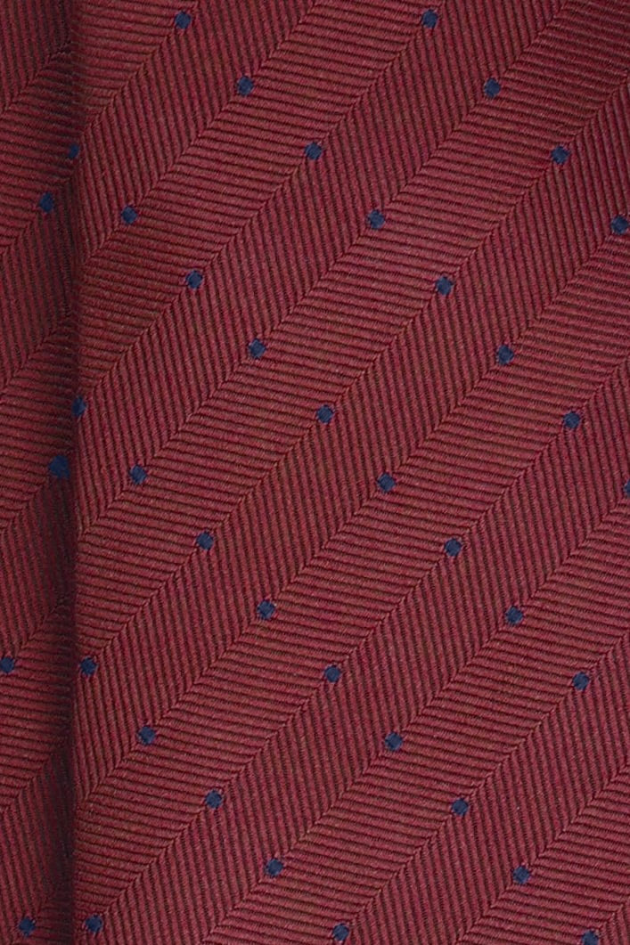 Wine Navy Dots Silk Jacquard Tie