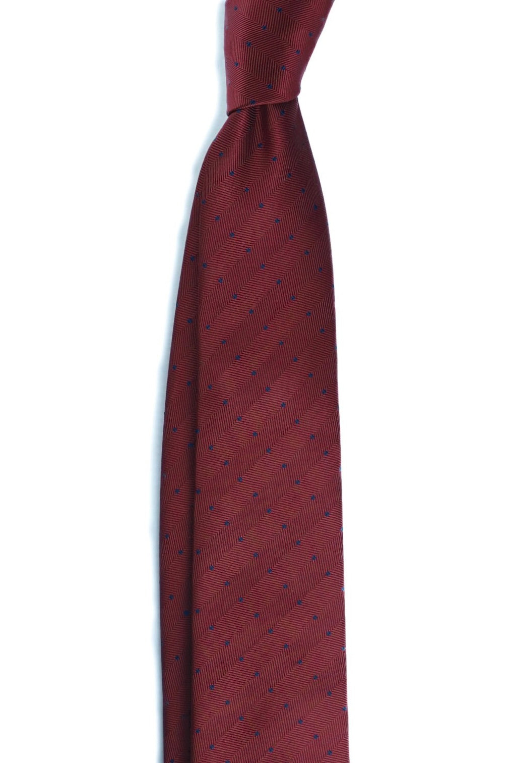 Wine Navy Dots Silk Jacquard Tie