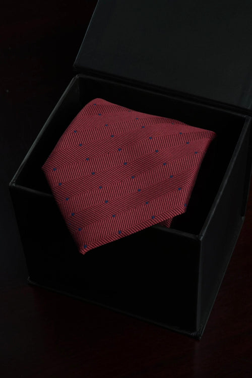 Wine Navy Dots Silk Jacquard Tie