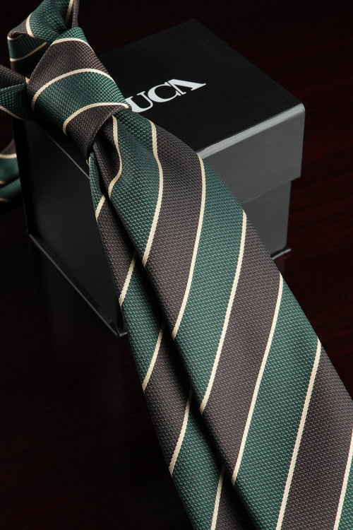Cocoa Olive Silk Jacquard Tie