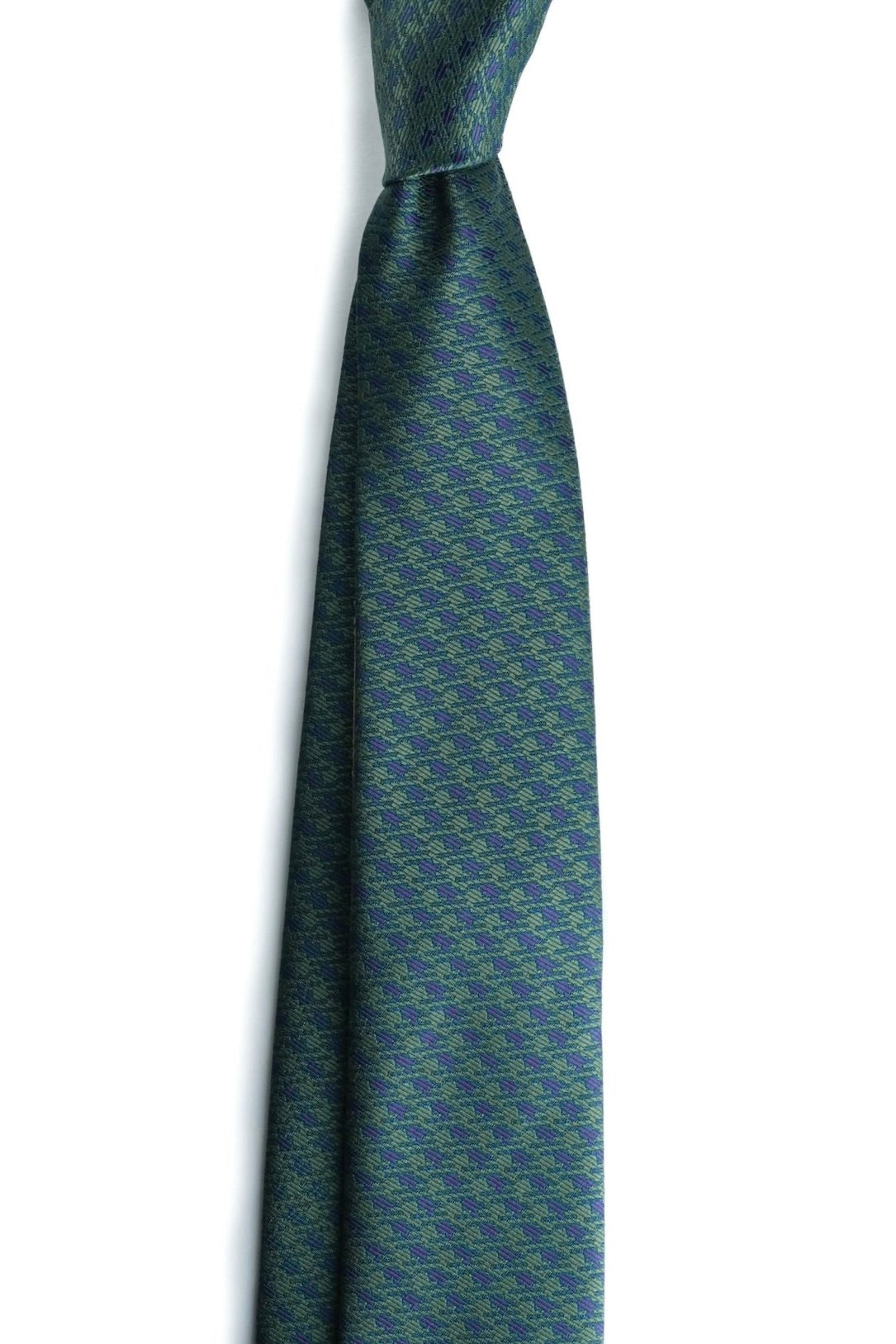 Olive Check Silk Jacquard Tie