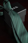 Dark Olive Lines Silk Jacquard Tie