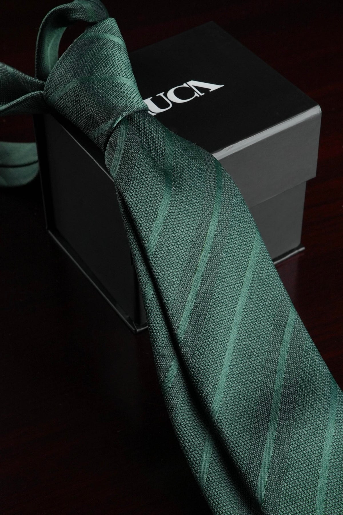 Dark Olive Lines Silk Jacquard Tie