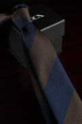 Navy & Cocoa Silk Jacquard Tie