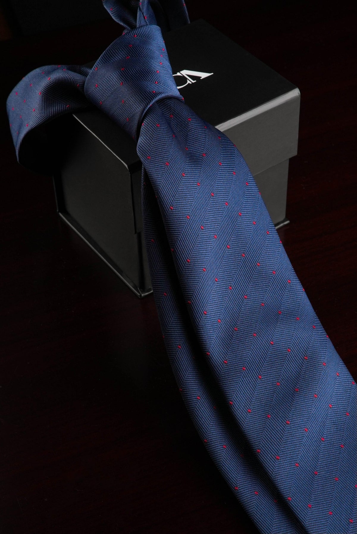 Midnight Wine Dots Silk Jacquard Tie