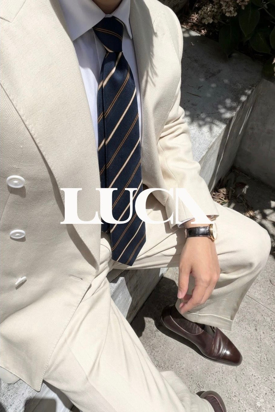 Golden Navy Silk Jacquard Tie